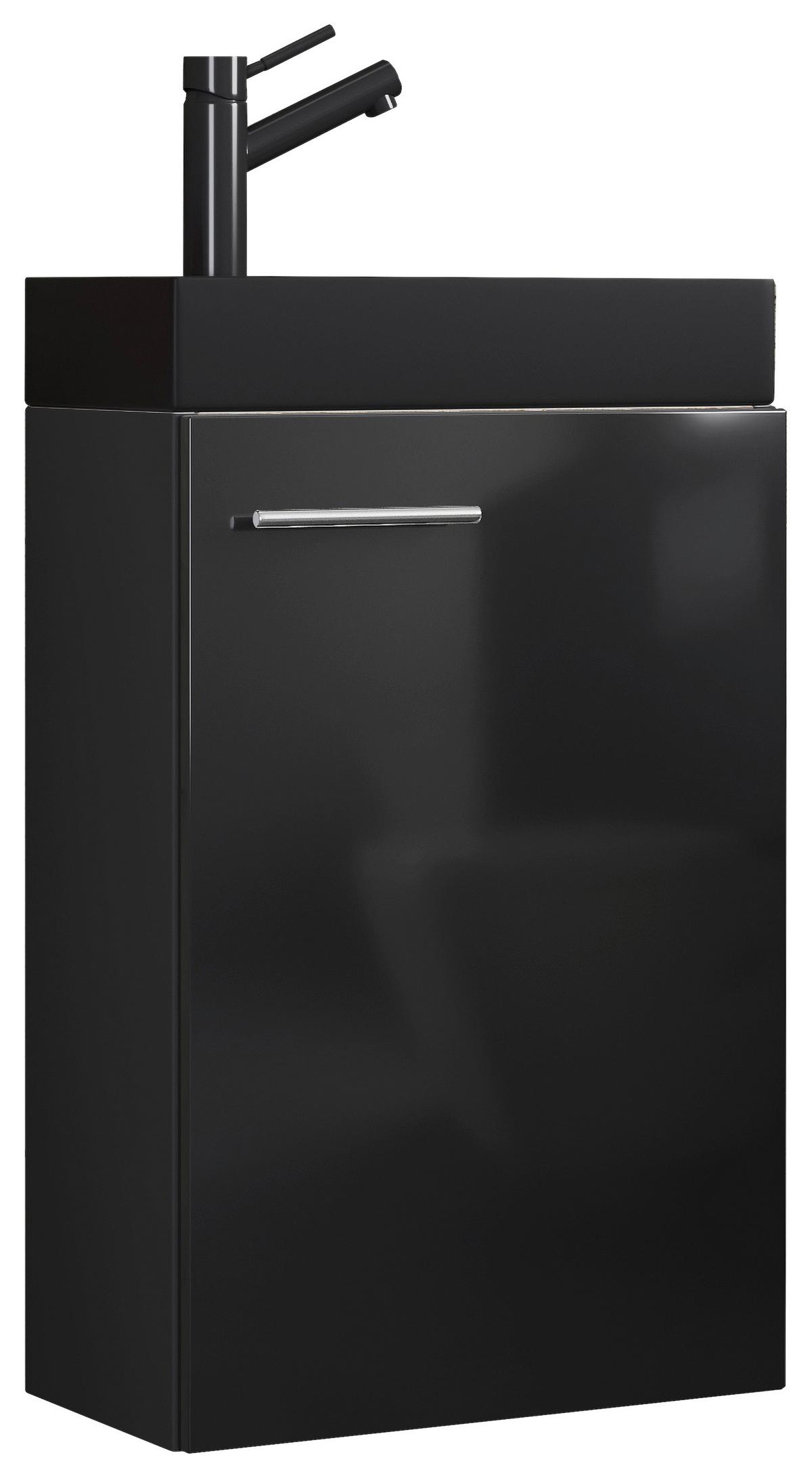 Kombiniran Umivalnik Slito, Črna - srebrne barve/črna, Moderno, kovina/leseni material (40,5cm) - MID.YOU