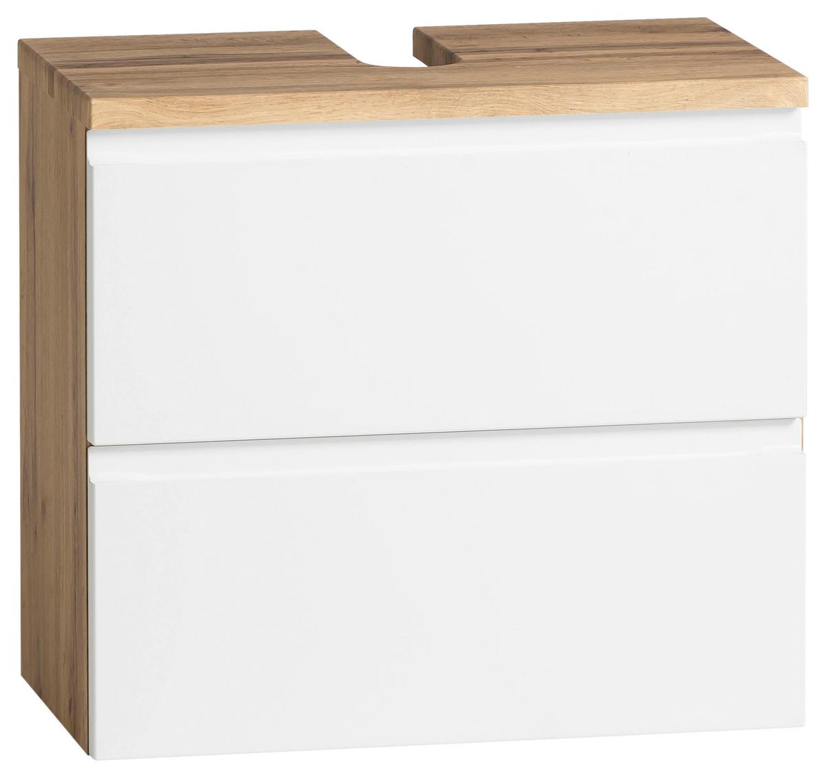 Waschbeckenunterschrank Varese ca. 60x59 cm Weiß/Eiche - Eiche Wotan/Weiß, MODERN, Holzwerkstoff (60/59/35cm) - Held