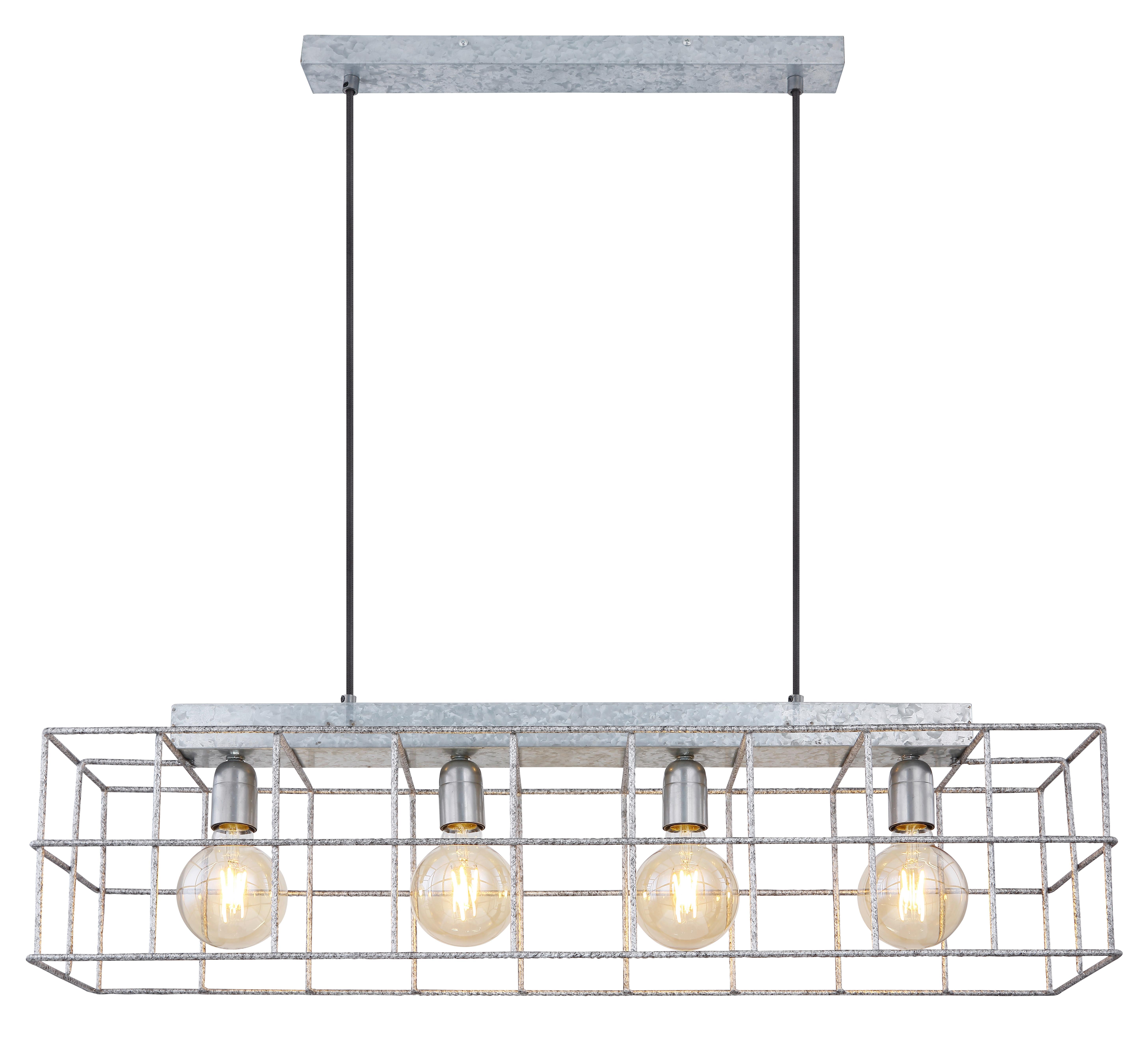 Hängeleuchte Merril Zinkfarben max. 60 Watt - Zinkfarben, Design, Metall (90/20/150cm) - Globo