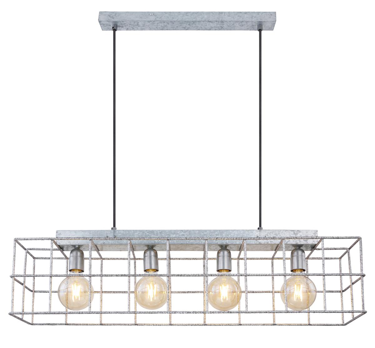 Hängeleuchte Merril Zinkfarben max. 60 Watt - Zinkfarben, Design, Metall (90/20/150cm) - Globo