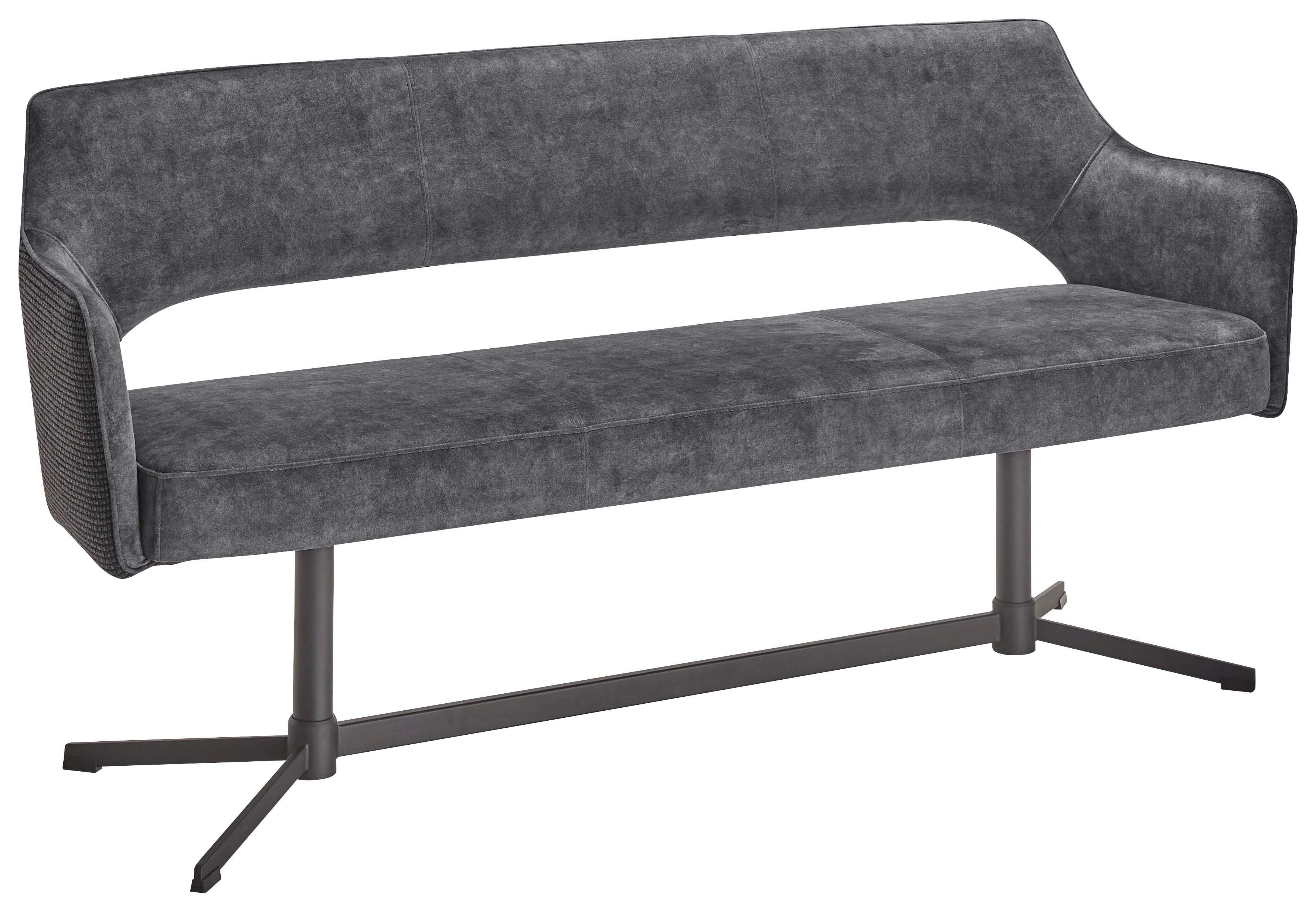 Sitbank Valletta Anthrazit/Schwarz - Anthrazit/Schwarz, MODERN, Textil/Metall (170/85/61cm) - Premium Living