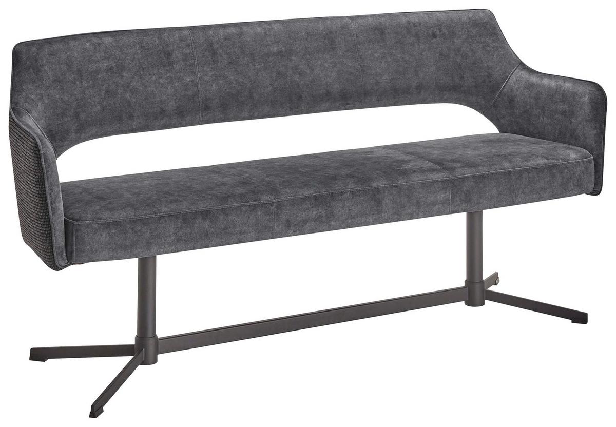 Sitbank Valletta Anthrazit/Schwarz - Anthrazit/Schwarz, MODERN, Textil/Metall (170/85/61cm) - Premium Living