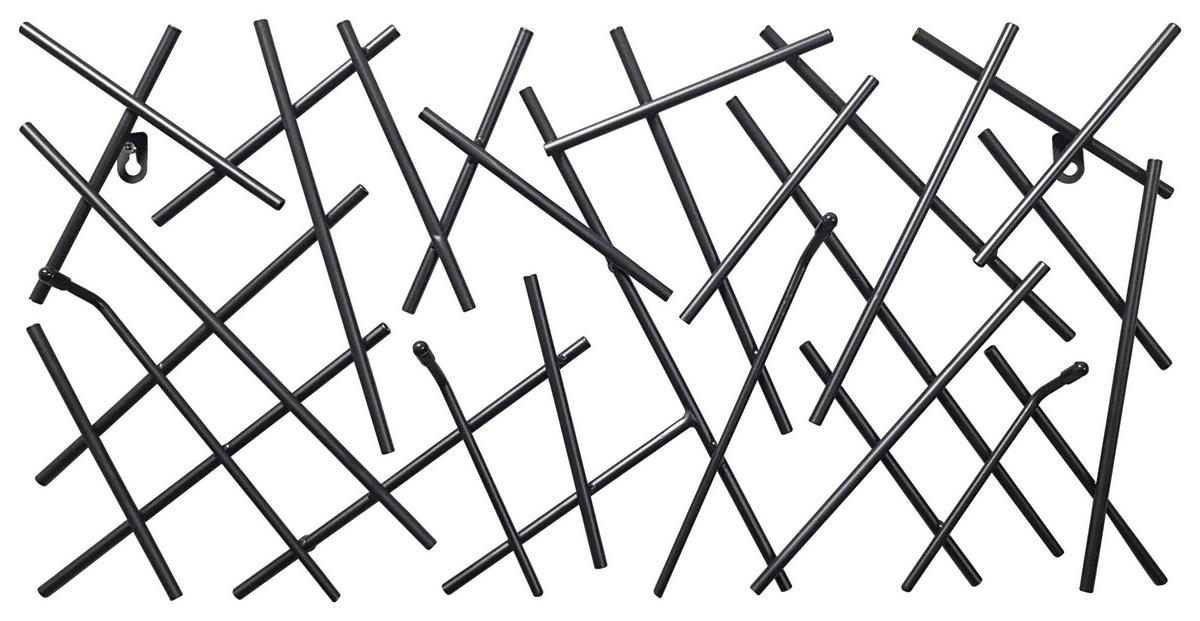 WIESZAK ŚCIENNY MIKADO 2 - czarny, Design, metal (60/30/5cm)