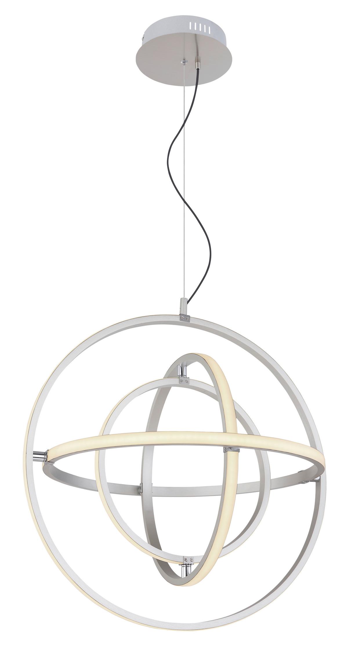 LED-HÄNGELEUCHTE KURUS D: 58 CM NICKEL-MATT - Opal/Nickelfarben, Basics, Kunststoff/Metall (58/150cm) - Globo