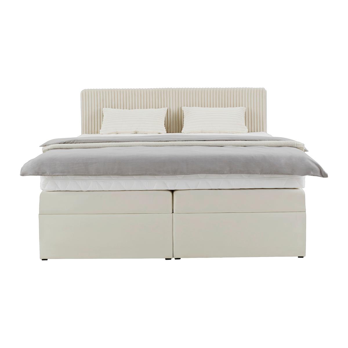 Postelja Boxspring Rossa, Bež, 180x200 - črna/bež, Konvencionalno, umetna masa/tekstil (180/200cm) - Mömax