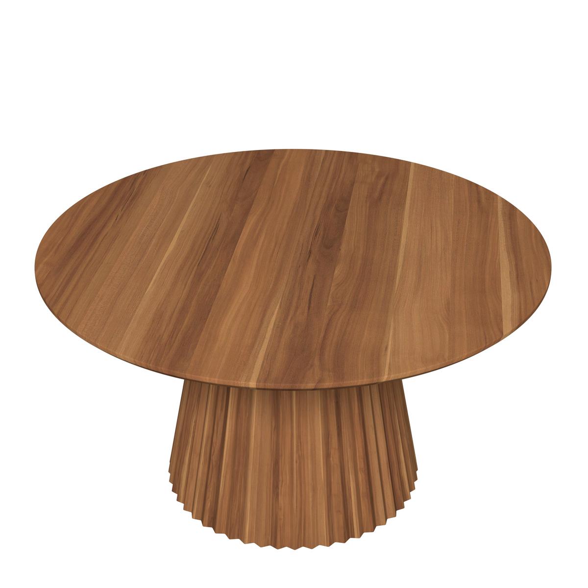 Étkezőasztal Kerek Allegra - akáciaszínű/natúr színű, Modern, fa (140/76cm) - Bessagi Home