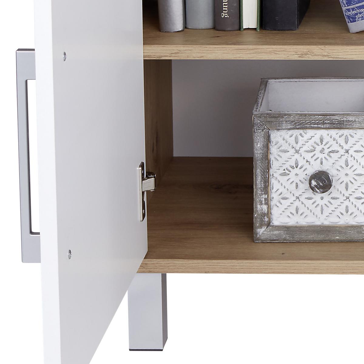 Komoda Box - bijela/boje hrasta, Moderno, drvni materijal/plastika (99/85/40cm) - Modern Living