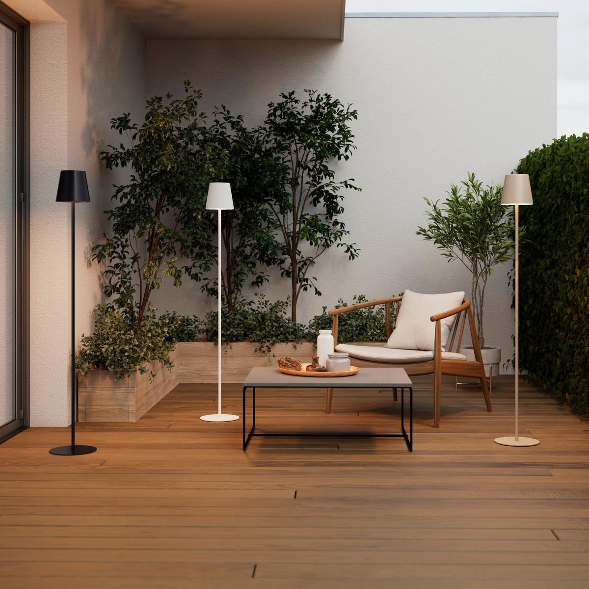 AKUMULATOROWA LAMPA STOJĄCA FORT LAUDERDALE *SBN* - kolor piaskowy, Design, tworzywo sztuczne/metal (22/130cm) - Novel