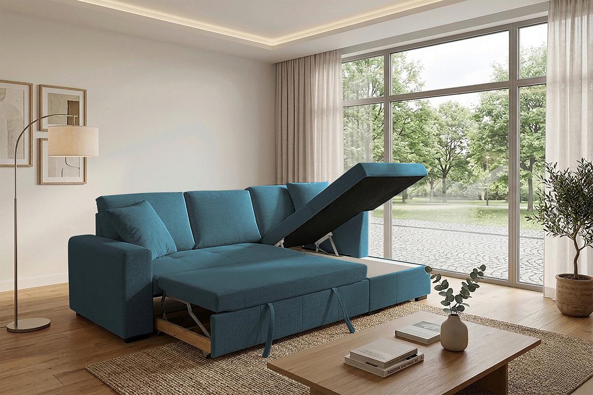 Kutna Garnitura Lukas - plava, Trend, tekstil (239/158cm) - Modern Living