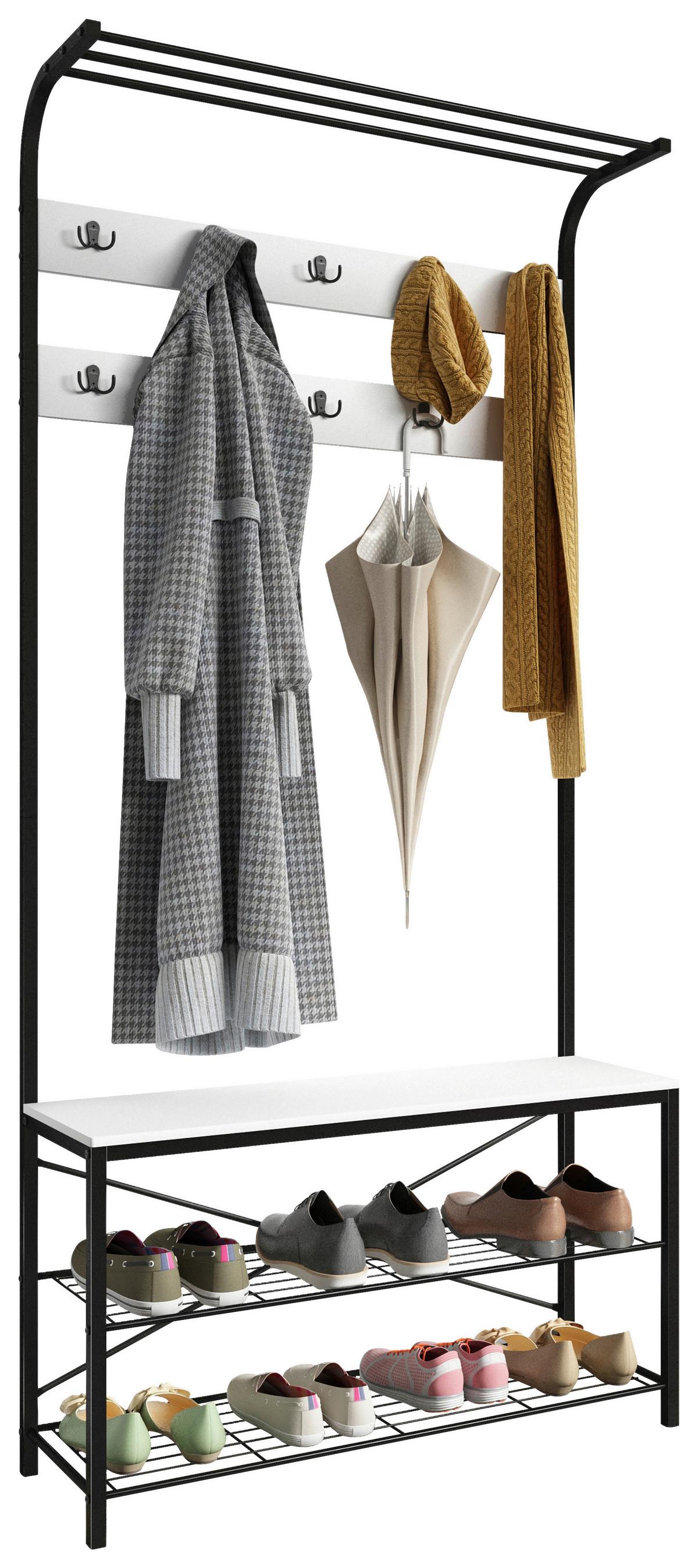 GARDEROBE TALIRO GR - Weiss/Schwarz, Design, Holzwerkstoff/Metall (90/190/30cm) - MID.YOU