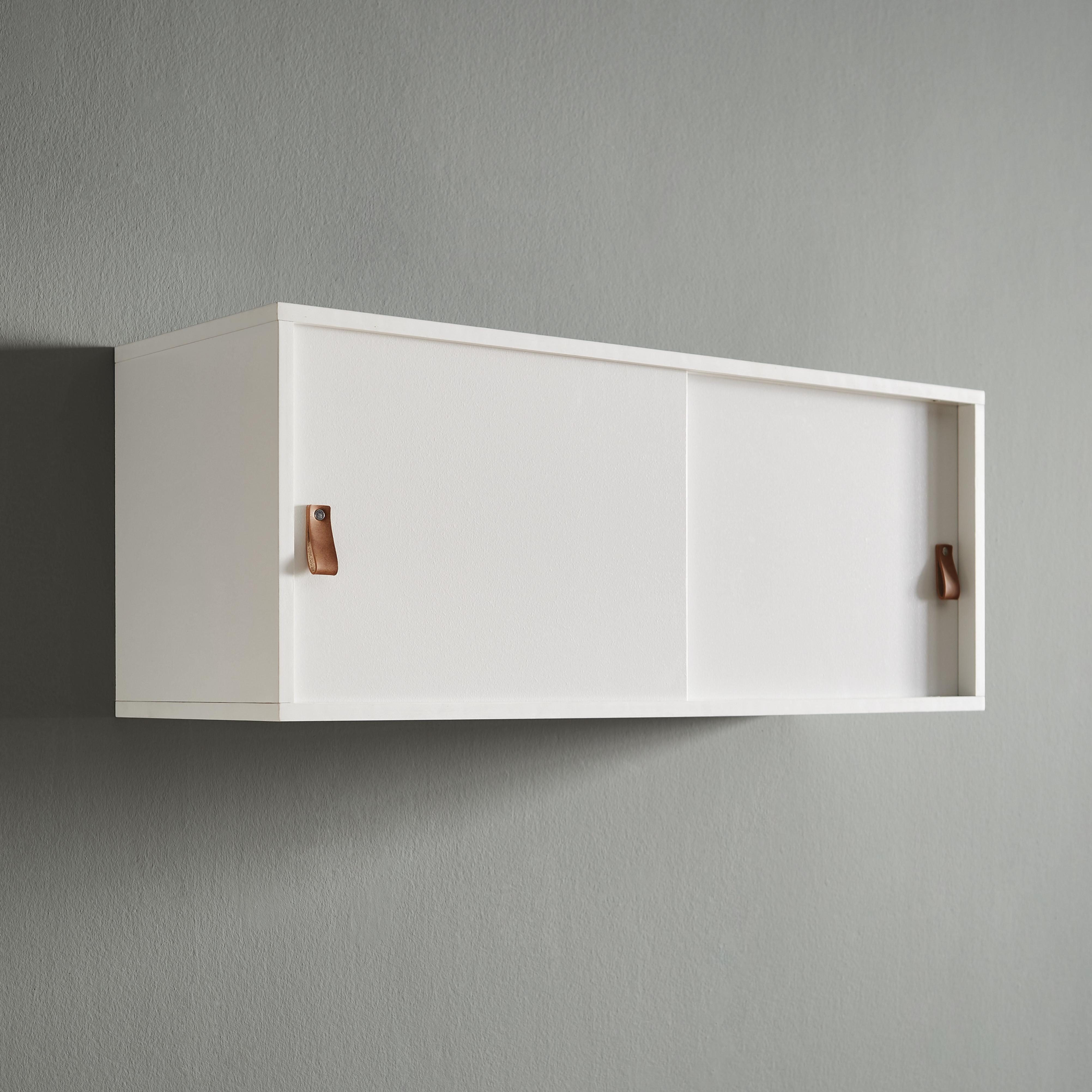 Wandregal Mick - Weiß, MODERN, Leder/Holz (90/35/30cm) - Bessagi Home