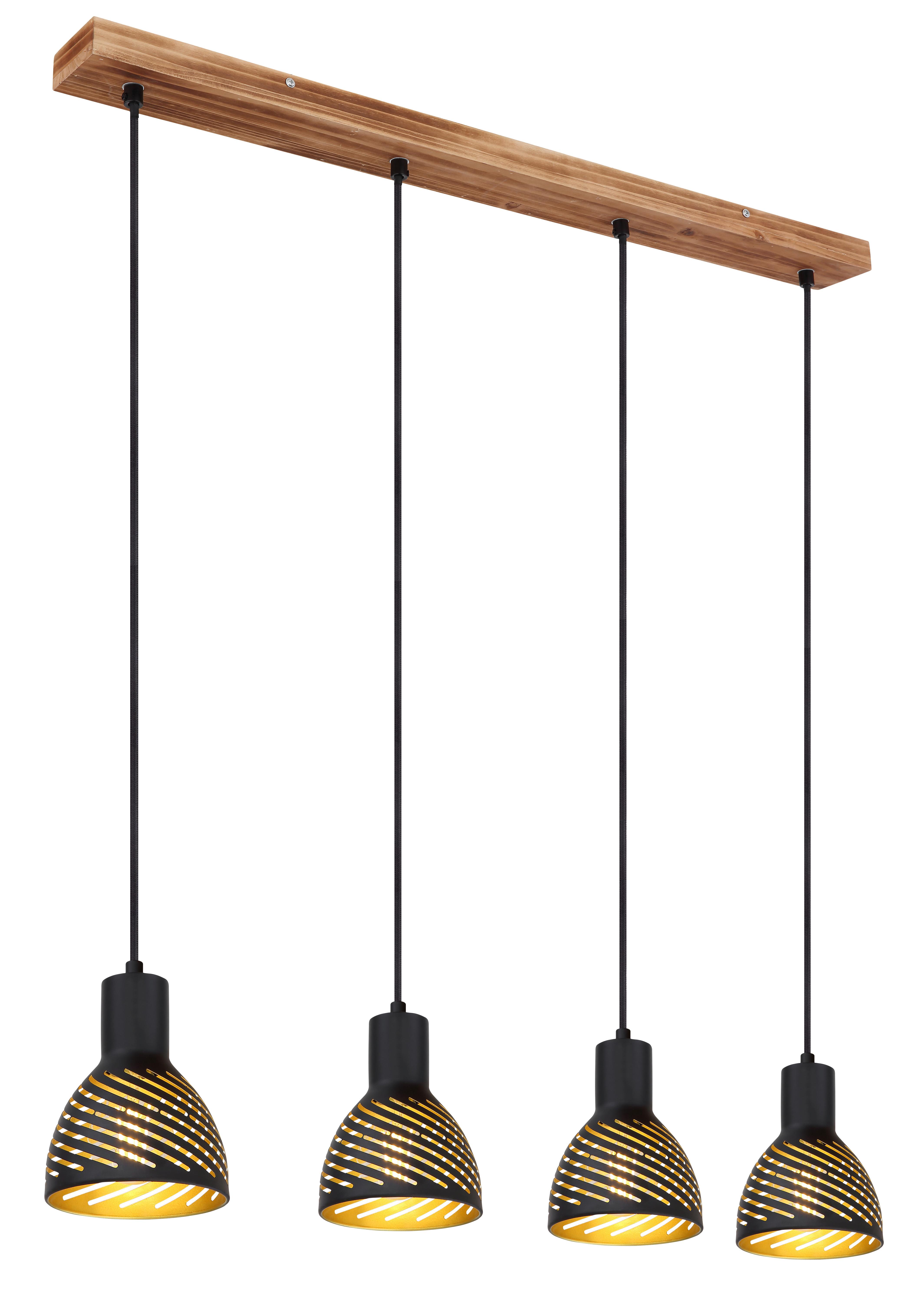 Hängeleuchte Lenna max. 60 Watt - Goldfarben/Schwarz, Basics, Metall (90/12,5/120cm) - Globo
