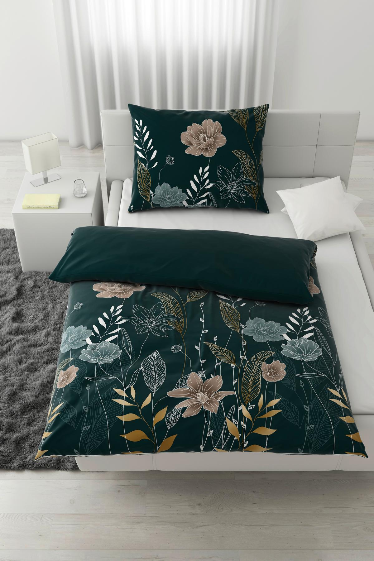 Bettwäscheset Nala - Grün, Romantik / Landhaus, Textil (160/210cm) - Modern Living