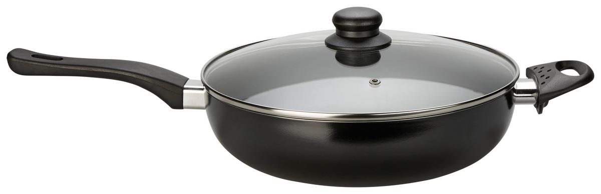 Pfanne Fabia Jumbo Ø ca. 28cm - Transparent/Schwarz, Glas/Metall (28/7cm) - Modern Living