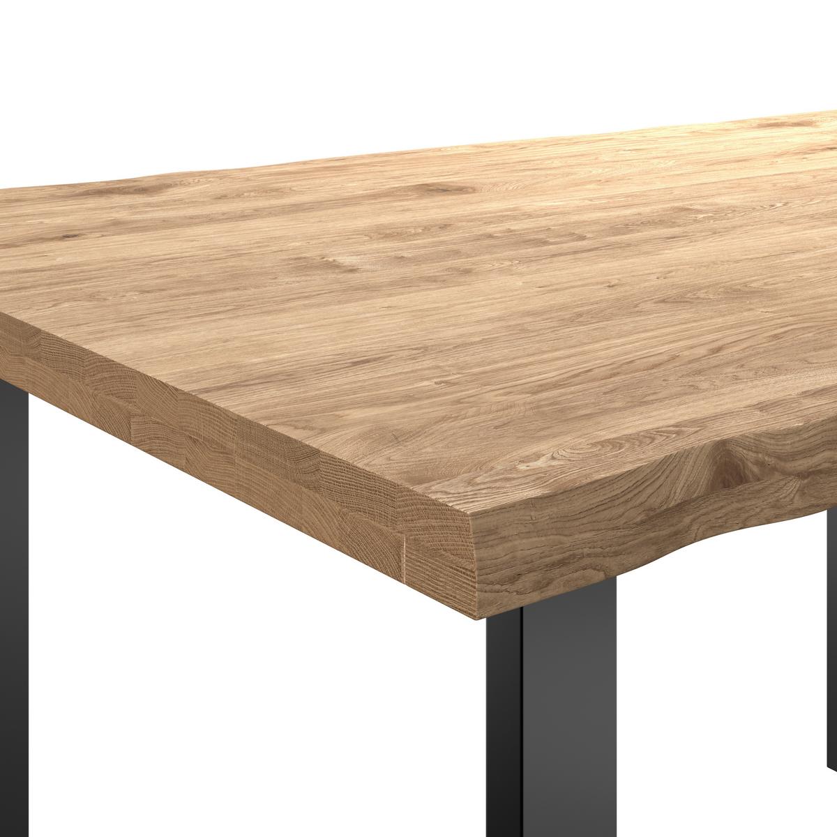 Masă WOOD 160 - culoare natur/negru, Konventionell, lemn/metal (160/75/90cm) - Modern Living