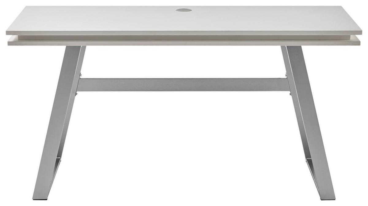 Pisalna Miza Tiflis 1 - barve nerjavečega jekla/bela, Moderno, kovina/leseni material (140/75/60cm) - Mömax