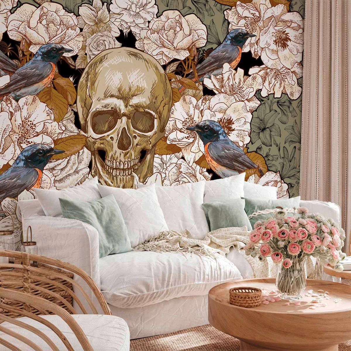 Fototapeta Among Flowers, 300x210cm - zelena/bež, Basics, tekstil (300/210cm) - artgeist