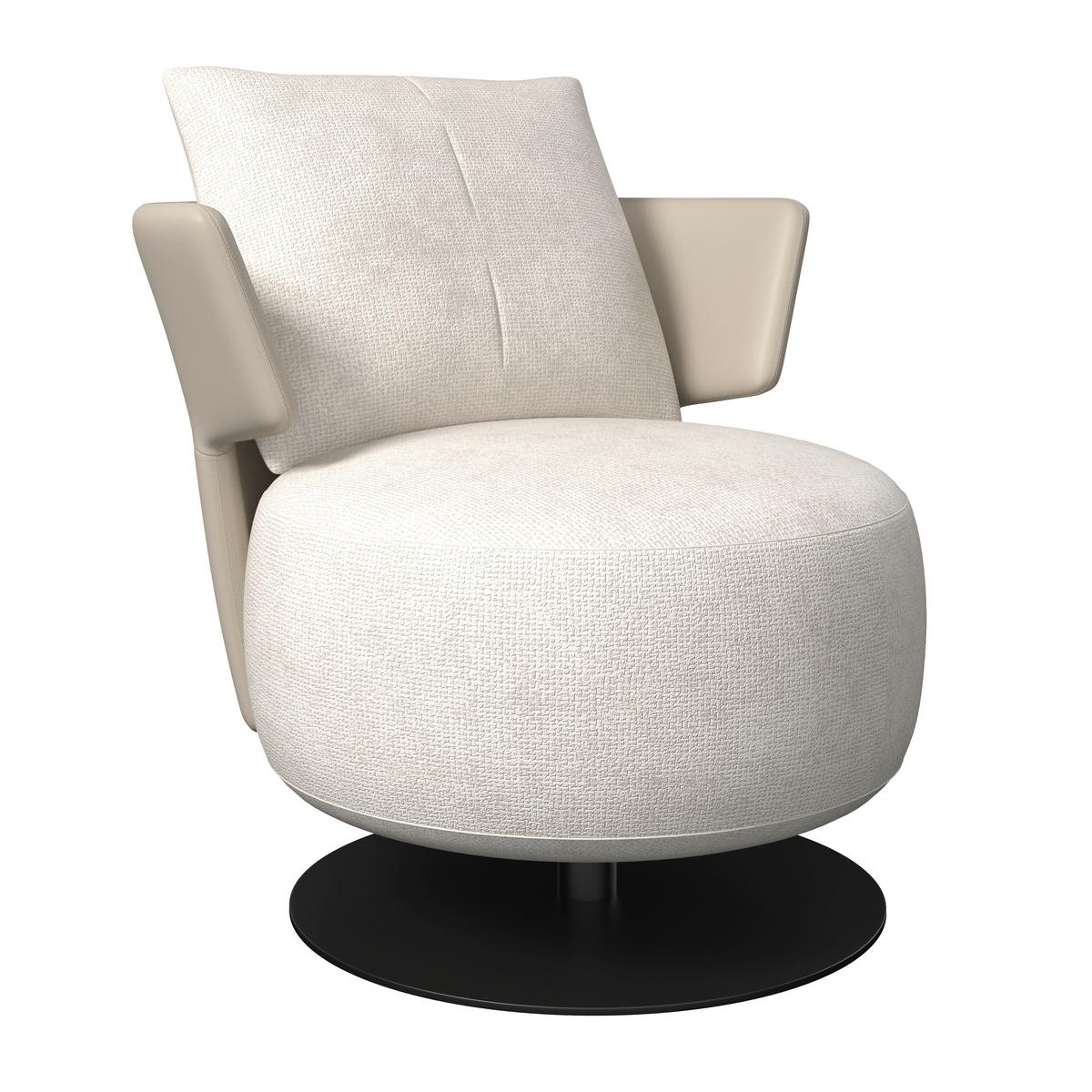 Relaxsessel Nora Beige Webstoff - Beige/Schwarz, MODERN, Holz/Textil (80/80/80cm) - Bessagi Home
