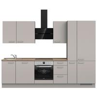 Küchenblock Touch High m. Geräten Grau - Eiche dunkel/Edelstahlfarben, MODERN, Holzwerkstoff/Metall (300cm) - Nobilia