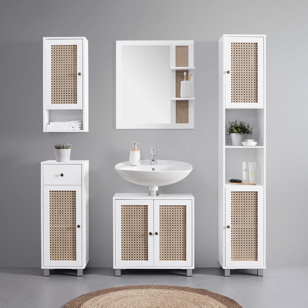 Alsószekrény Fehér-natúr Lisa - bronz/natúr, Modern, faalapú anyag/fém (32/89/30cm) - Bessagi Home