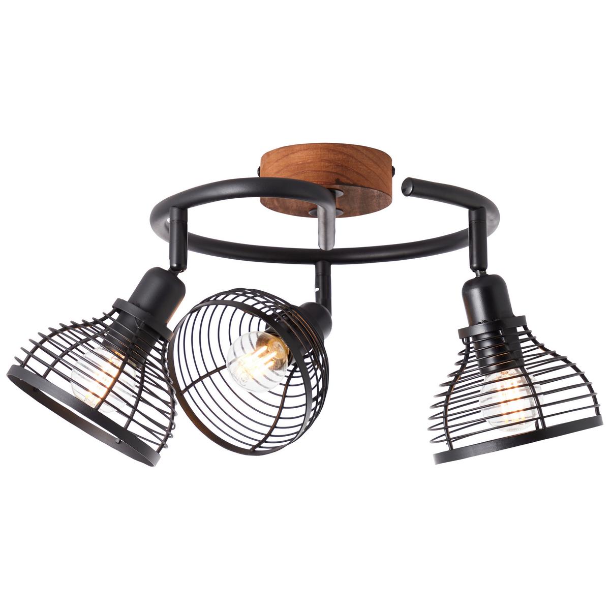 Strahler Avia Braun/Schwarz max. 40 Watt - Schwarz/Braun, Natur, Holz/Metall (50/16cm) - Brilliant
