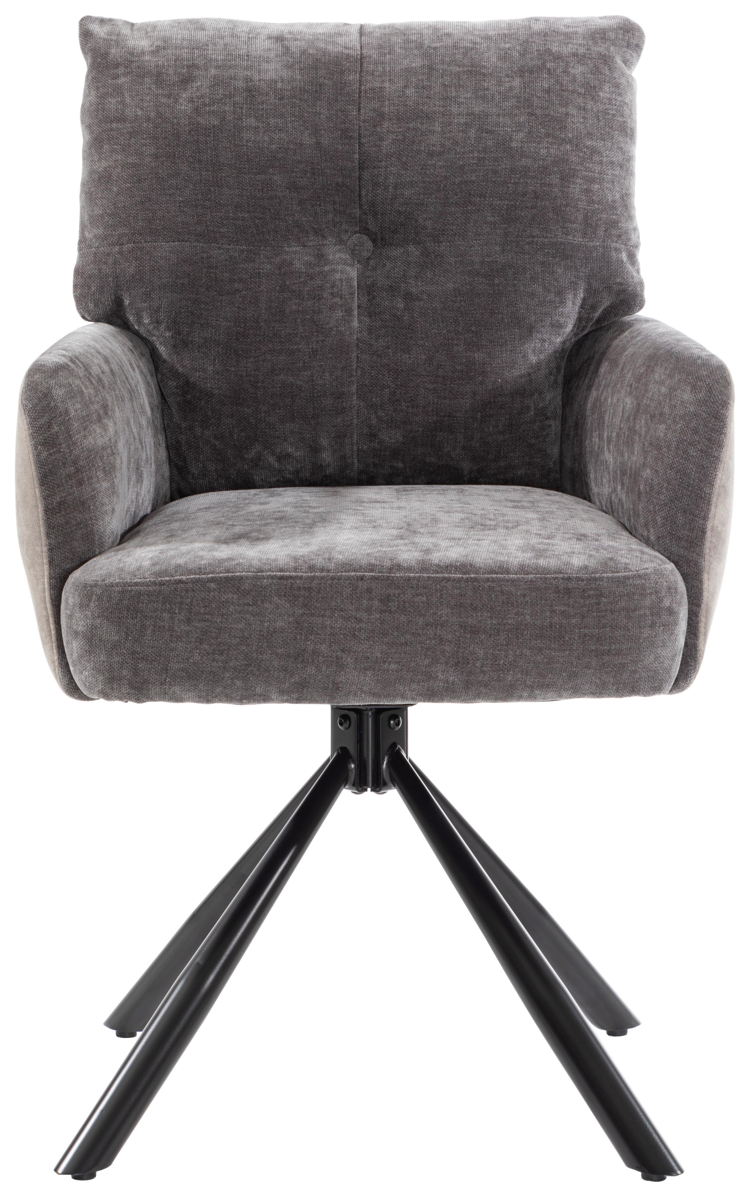 STOL MED ARMSTÖD SOPHIE - grå/svart, Modern, metall/textil (60/93/67cm) - Premium Living