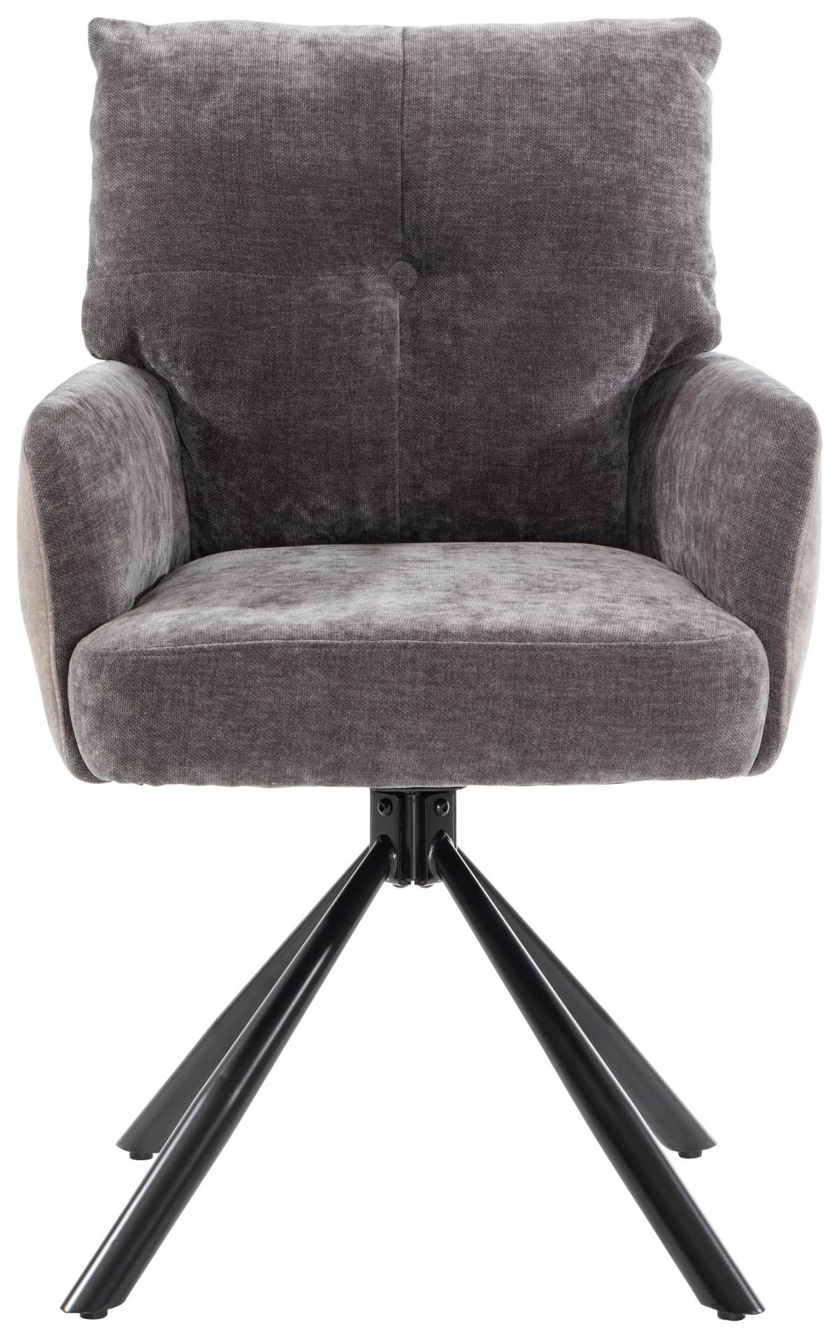 Armlehnstuhl Sophie Anthrazit - Anthrazit/Schwarz, MODERN, Textil/Metall (60/93/67cm) - Premium Living