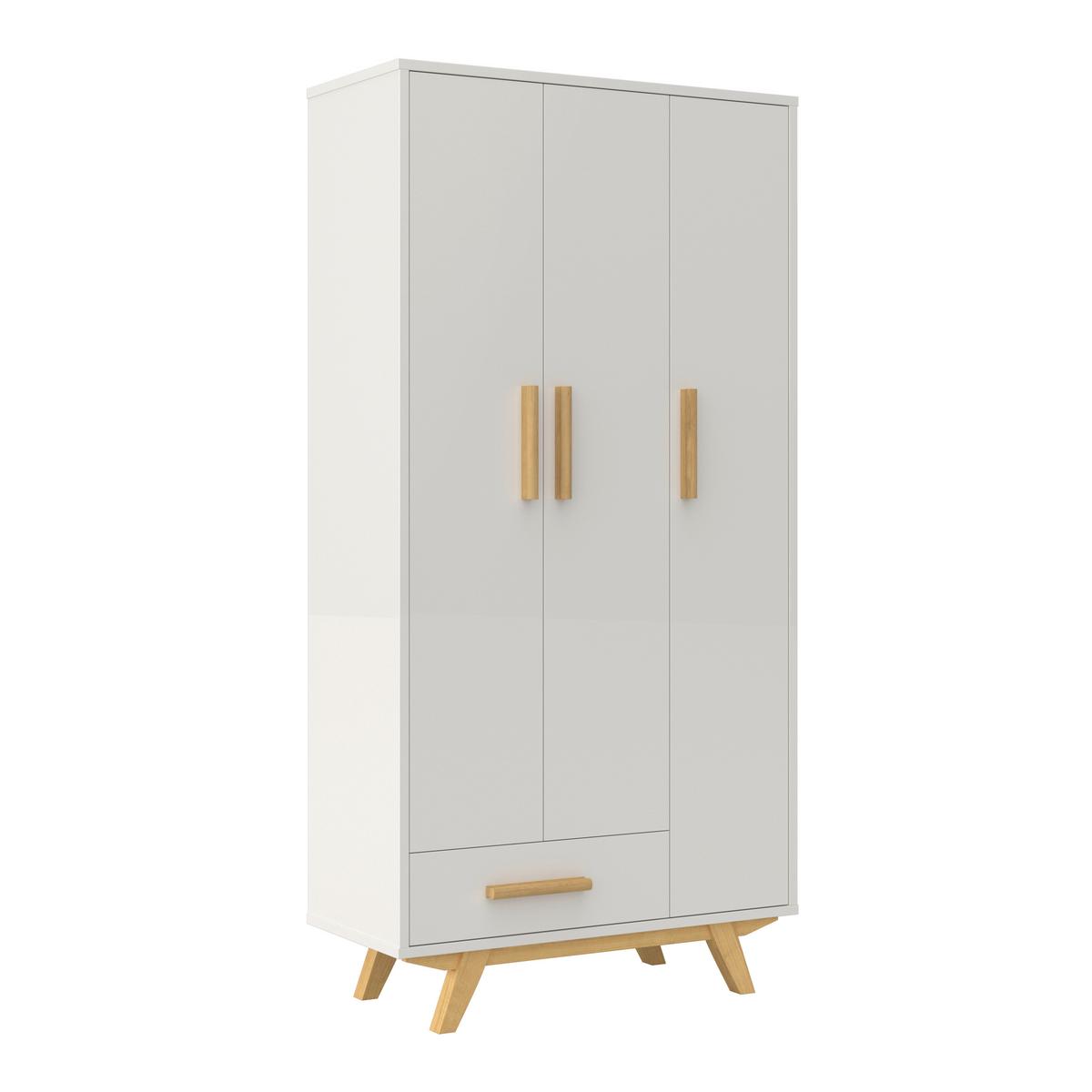 Drehtürenschrank Milan Weiß ca. 90x180x40 cm - Ecru/Weiss, Modern, Holz/Holzwerkstoff (90/180/40cm) - Bessagi Home