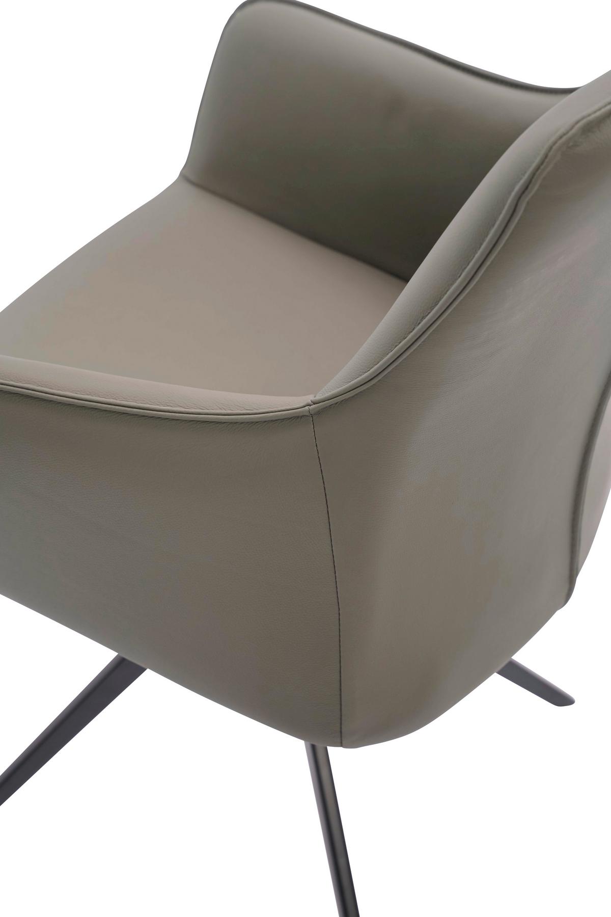 KRZESŁO Z PODŁOKIETNIKAMI YUKI - czarny/szary, Design, skóra/metal (64/87/60cm) - Novel