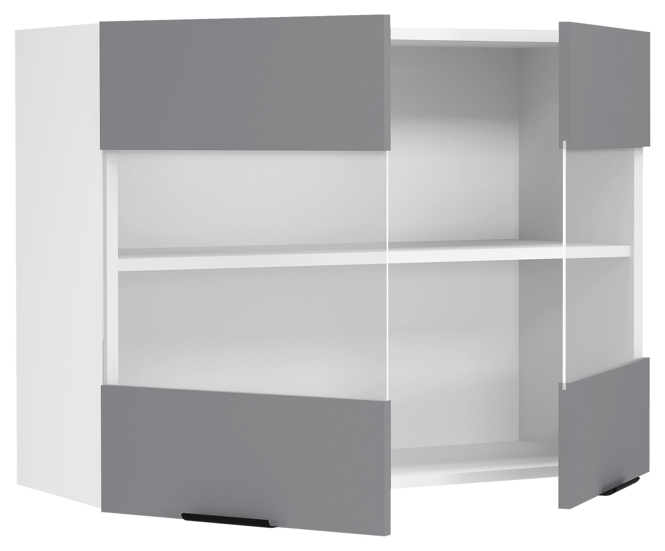 KÜCHENOBERSCHRANK FASOLA - Weiss/Anthrazit, Trend, Glas/Holzwerkstoff (80/60/31cm) - MID.YOU