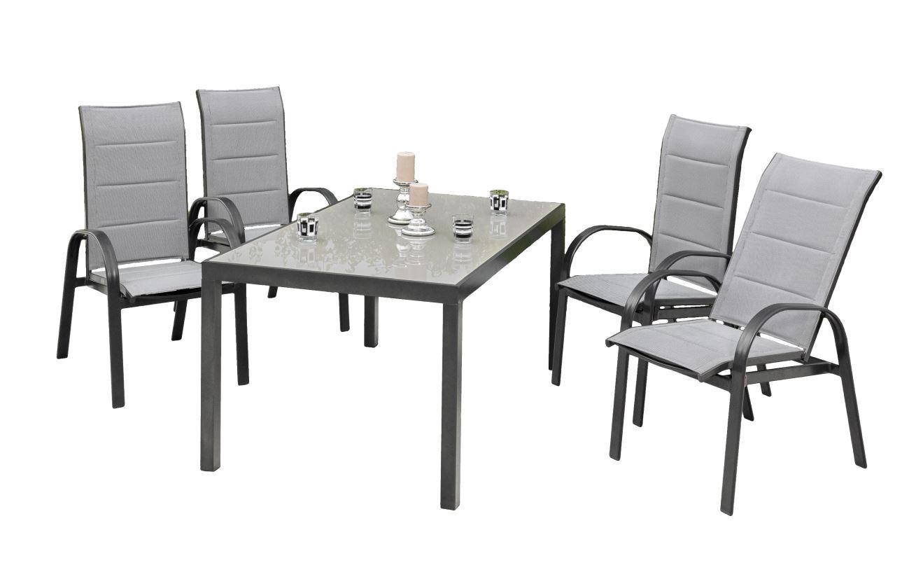 GARTENSET MARINI - Graphitfarben/Grau, MODERN, Glas/Textil - Gardenson