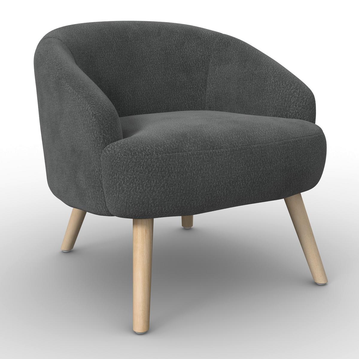 Sessel Sonja Schwarz Chenille - Schwarz/Naturfarben, MODERN, Holz/Textil (71/69/68cm)