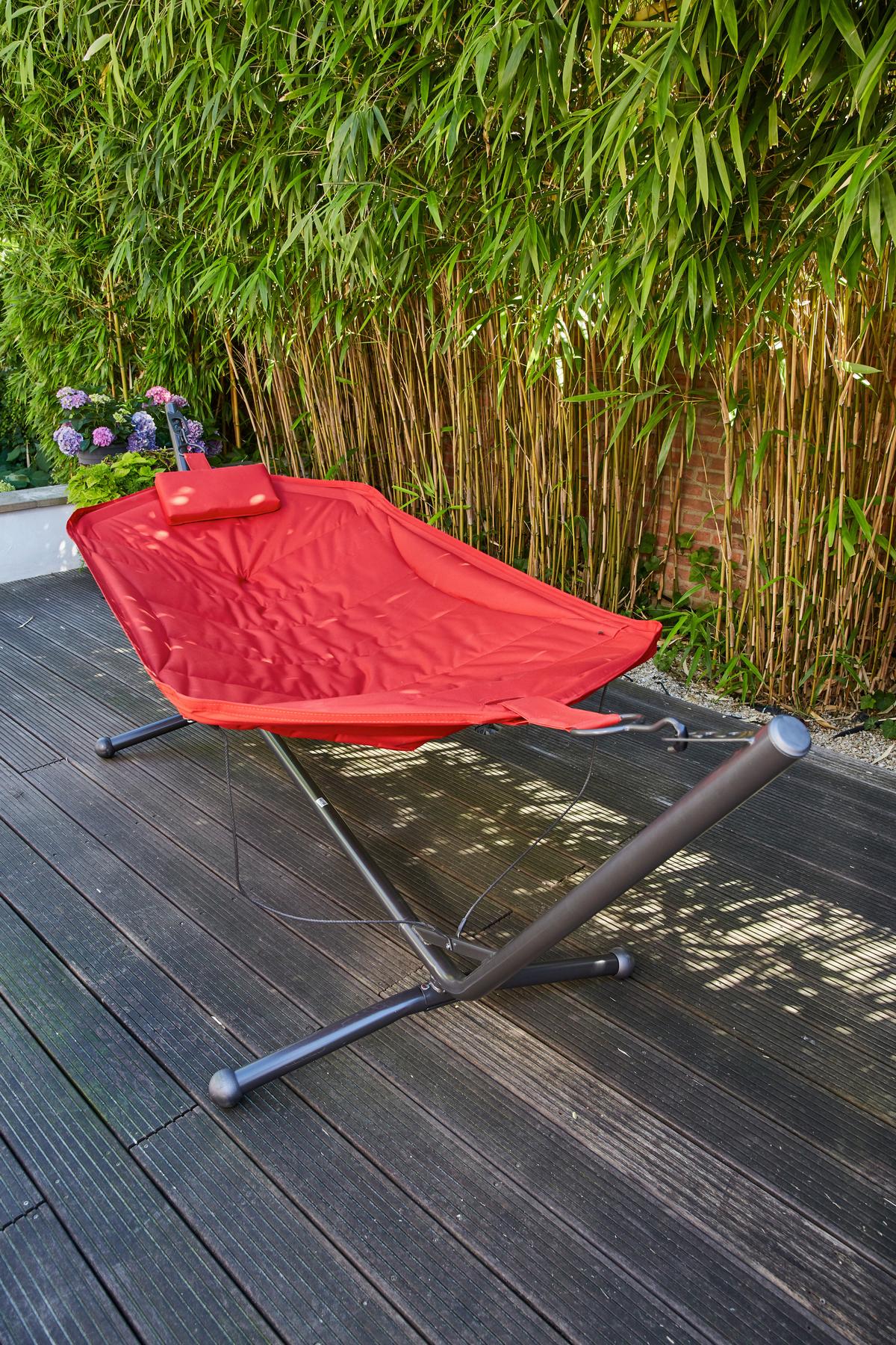 Hängematte Bahia ca. 105x305 cm Rot/Grau - Dunkelgrau/Rot, KONVENTIONELL, Textil/Metall (105/104/305cm) - Siena Garden