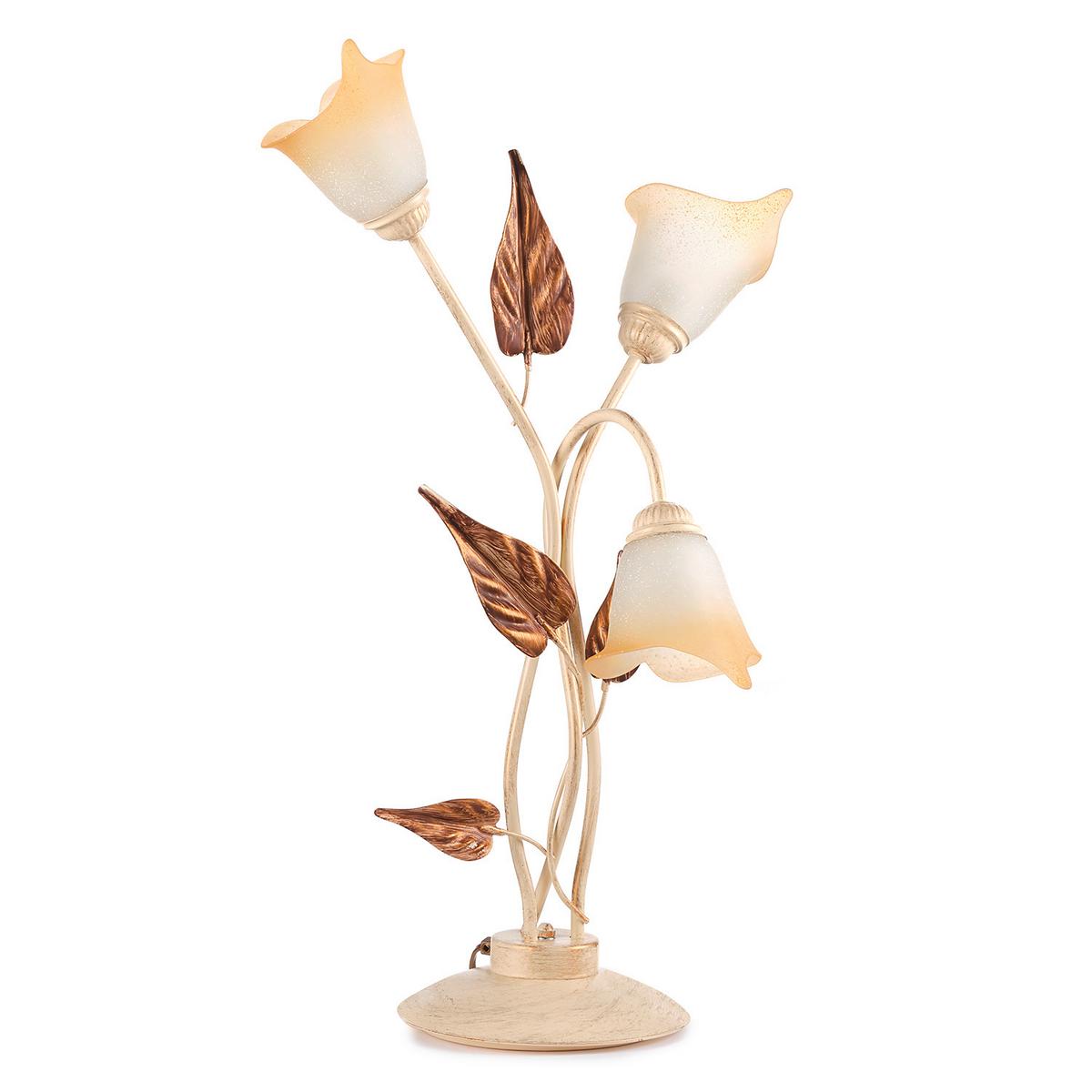 Tischleuchte Vanda Weiß max. 6 Watt - Beige/Weiß, Natur, Glas/Metall (45/70cm)