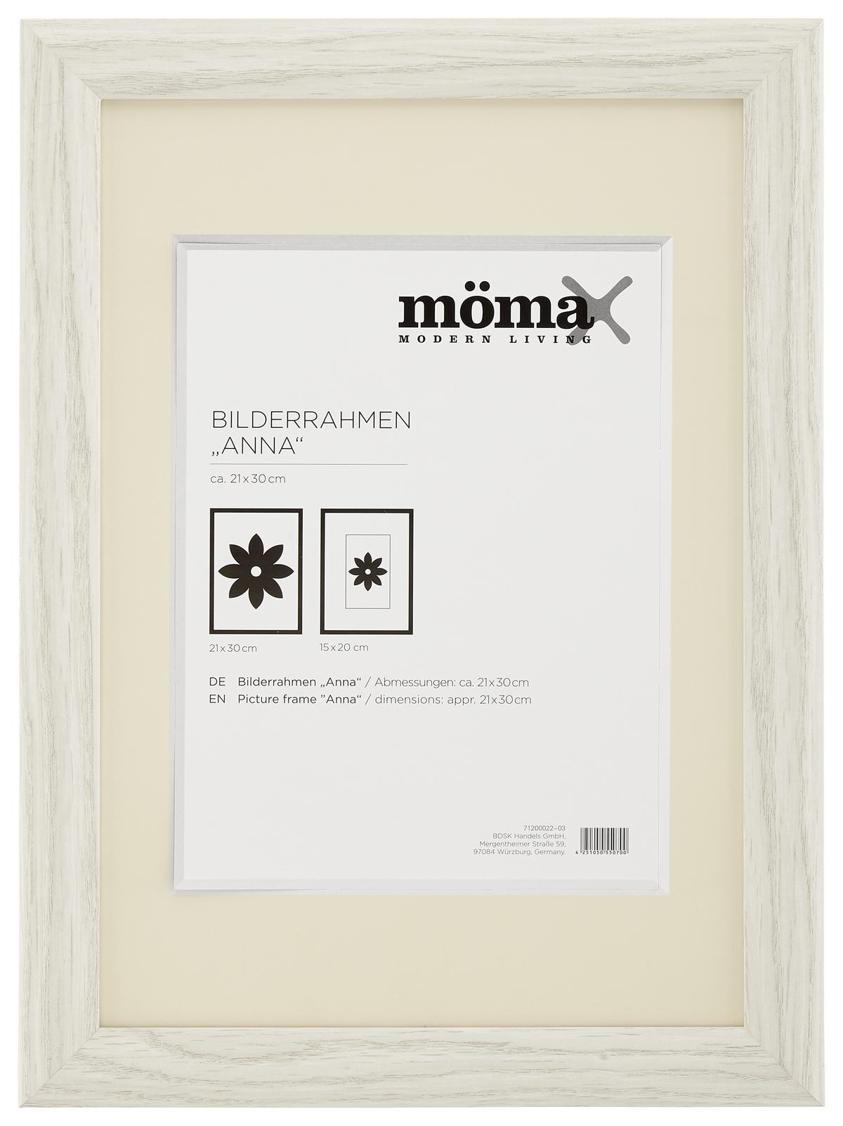 Bilderrahmen Anna aus Eiche ca. 30x21cm - Weiß, Holzwerkstoff (21/30cm) - Modern Living