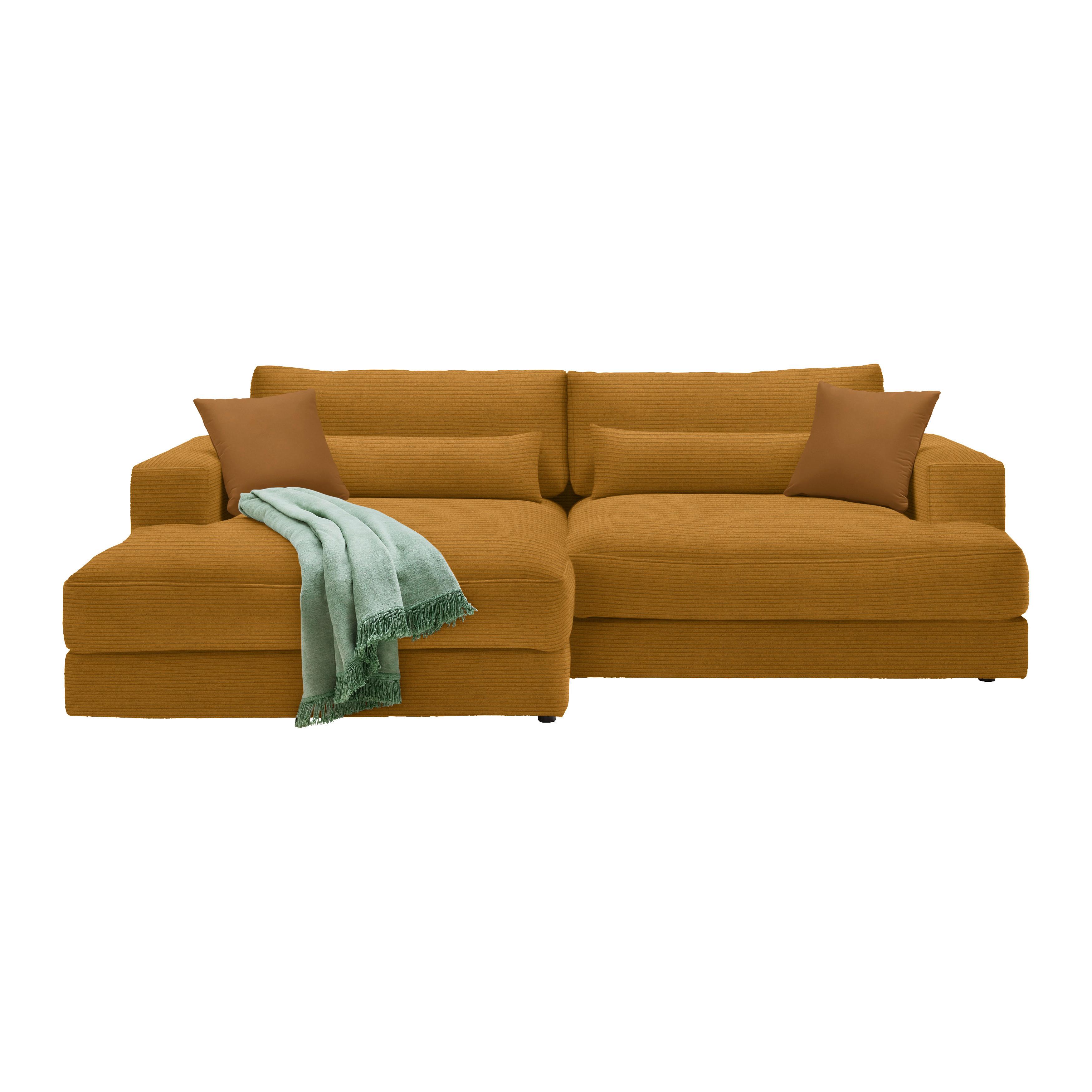 Ecksofa Fabiona links Senfgelb - Senfgelb/Schwarz, MODERN, Holz/Kunststoff (194/85/268cm) - Premium Living