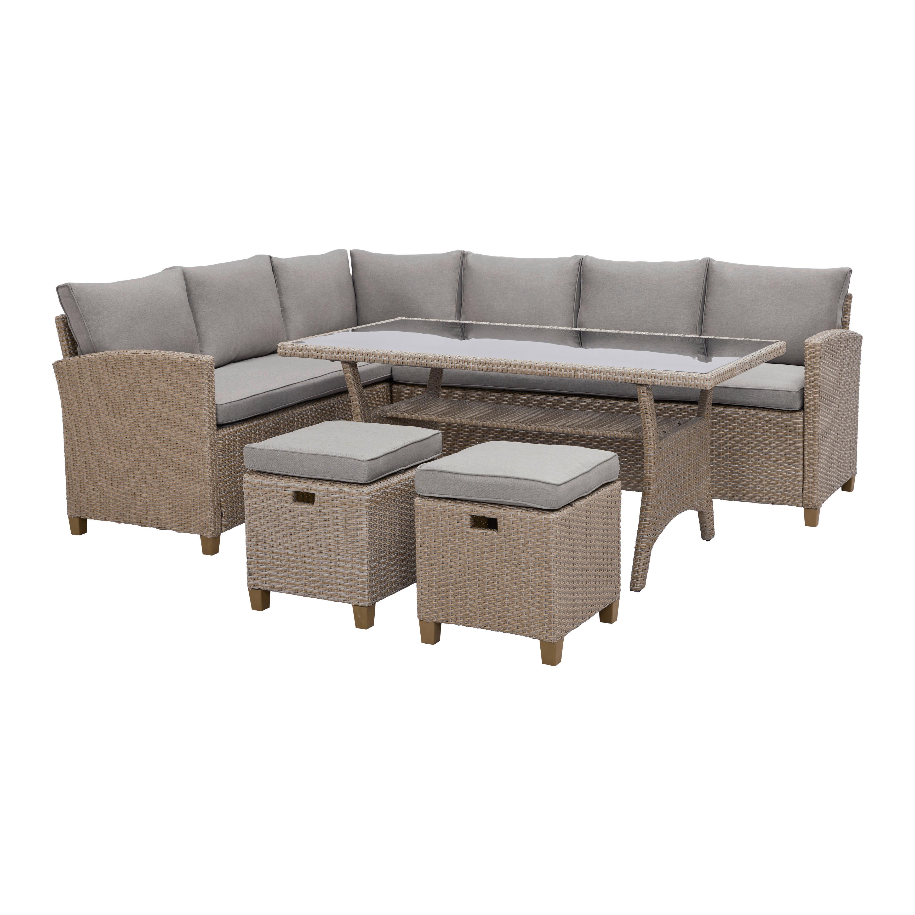 Loungegarnitur Liow 1 in Beige - Beige/Schwarz, Glas/Kunststoff (175/235cm) - Modern Living