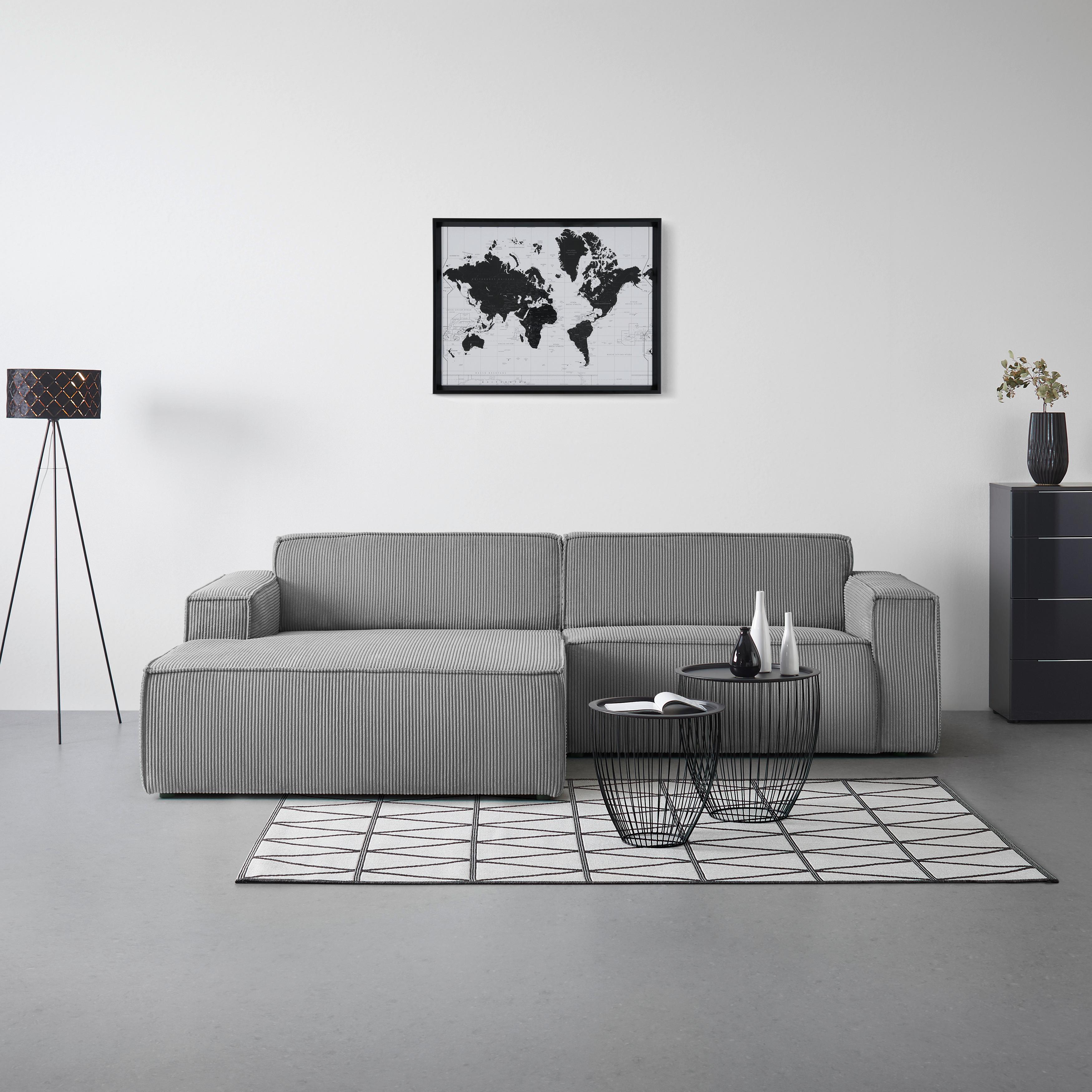 Wohnlandschaft Loft Grau - Schwarz/Grau, MODERN, Kunststoff/Textil (172/75/265cm) - Mömax