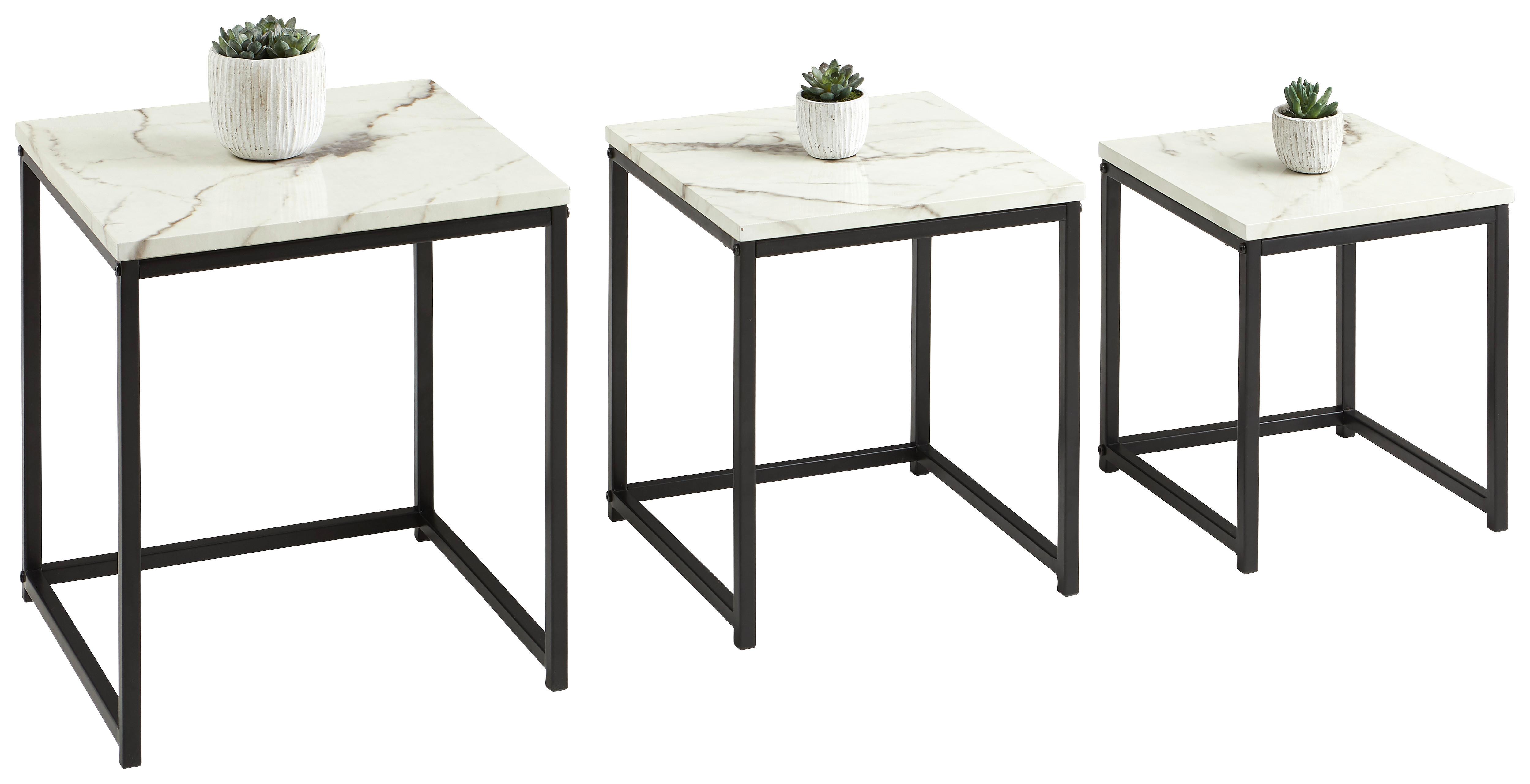 STOLIKI WSUWANE POD SIEBIE TORANO -TREND- - czarny/biały, Trend, materiał drewnopochodny/metal (44,5/40/44cm) - MID.YOU