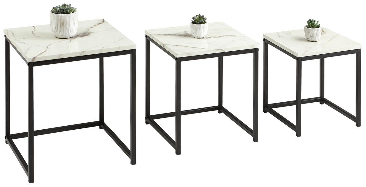 STOLIKI WSUWANE POD SIEBIE TORANO -TREND- - czarny/biały, Trend, materiał drewnopochodny/metal (44,5/40/44cm) - MID.YOU