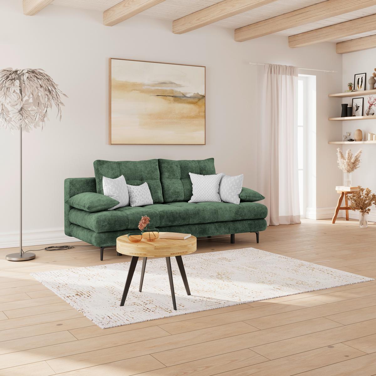 Canapea extensibila PERLA - verde închis, Konventionell, textil (203/94/96cm)