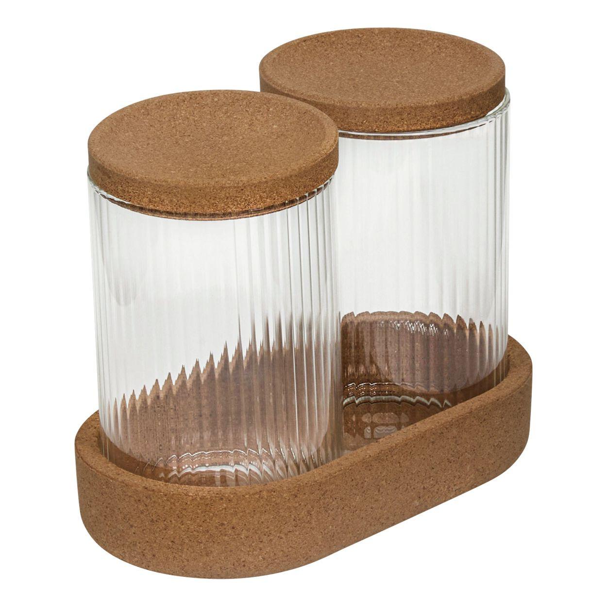 Set organizatoare cosmetice Will 3/1 - maro/transparent, Basics, sticlă/lemn (17,6/9,6/13,6cm)