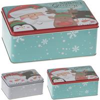 Tárolódoboz Szett Winter - fehér/zöld, fém (27/19/9cm)