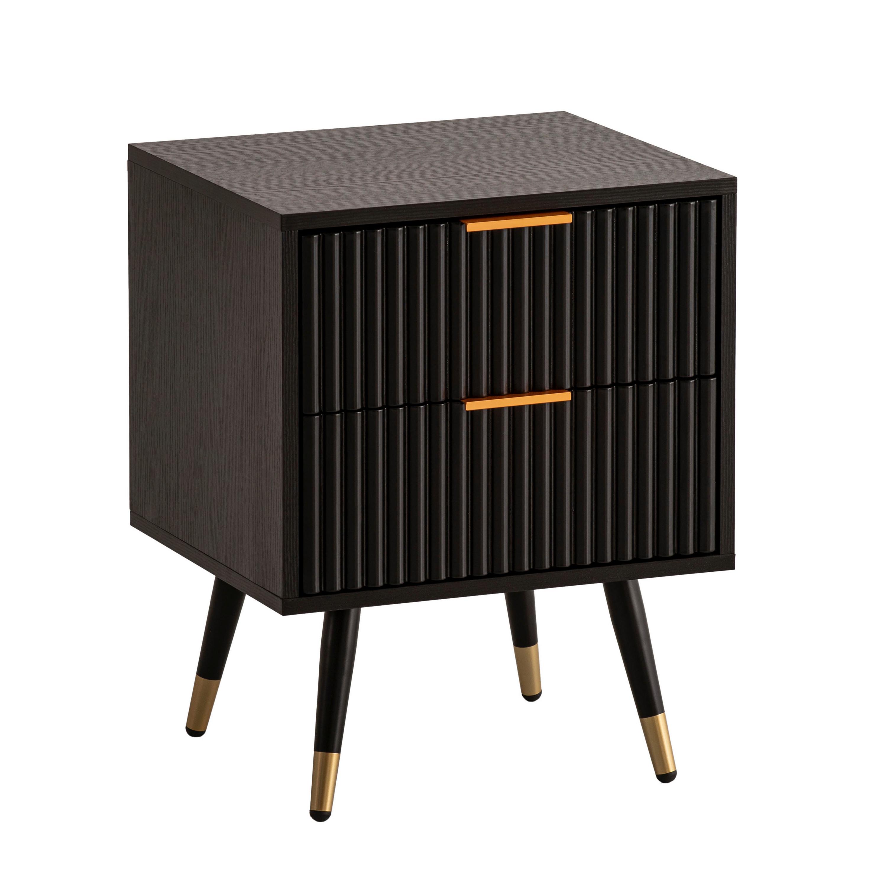 Nachttisch Wl6.881 - Goldfarben/Schwarz, Design, Holzwerkstoff/Metall (43,5/56/39cm) - MID.YOU