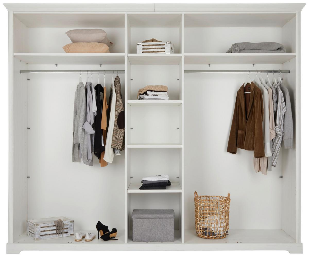 Drehtürenschrank Marilou Weiß - Weiß/Nickelfarben, ROMANTIK / LANDHAUS, Holzwerkstoff/Metall (264/220/64cm) - Zandiara