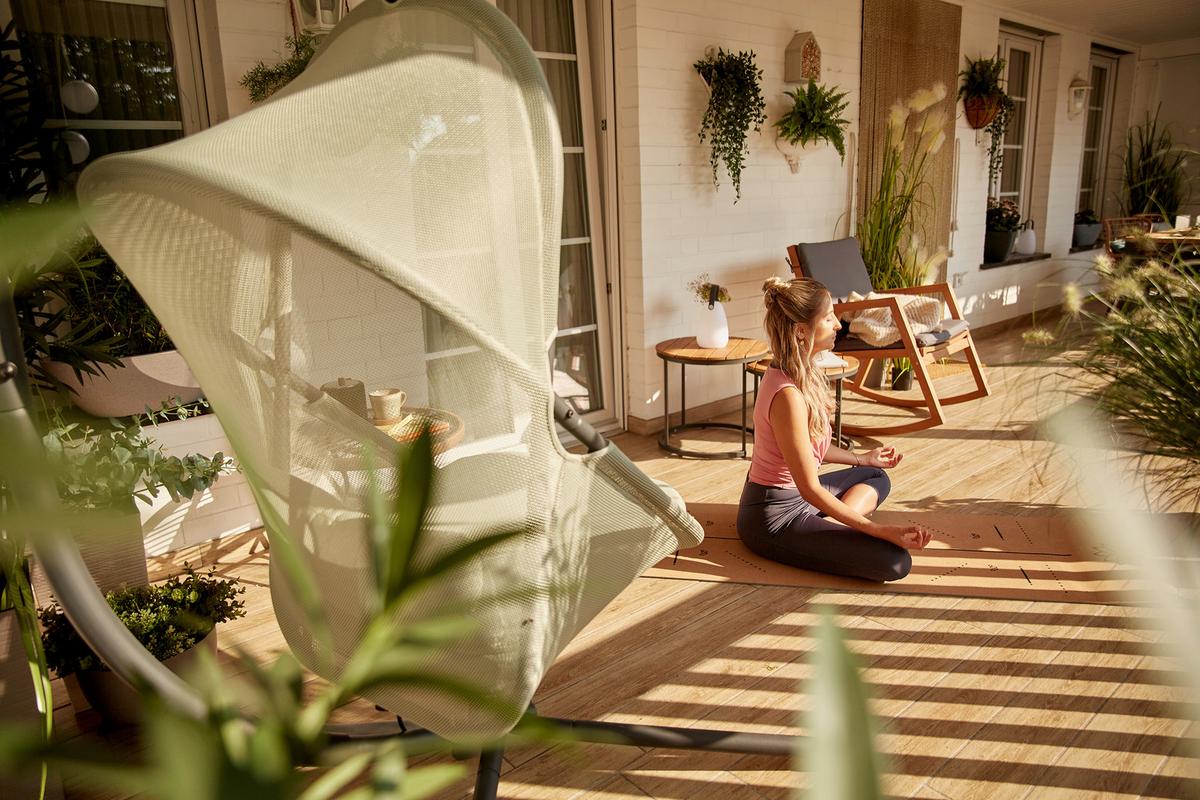 HÄNGESESSEL M92591 - Anthrazit/Grün, KONVENTIONELL, Kunststoff/Textil (123/195/106cm) - Siena Garden