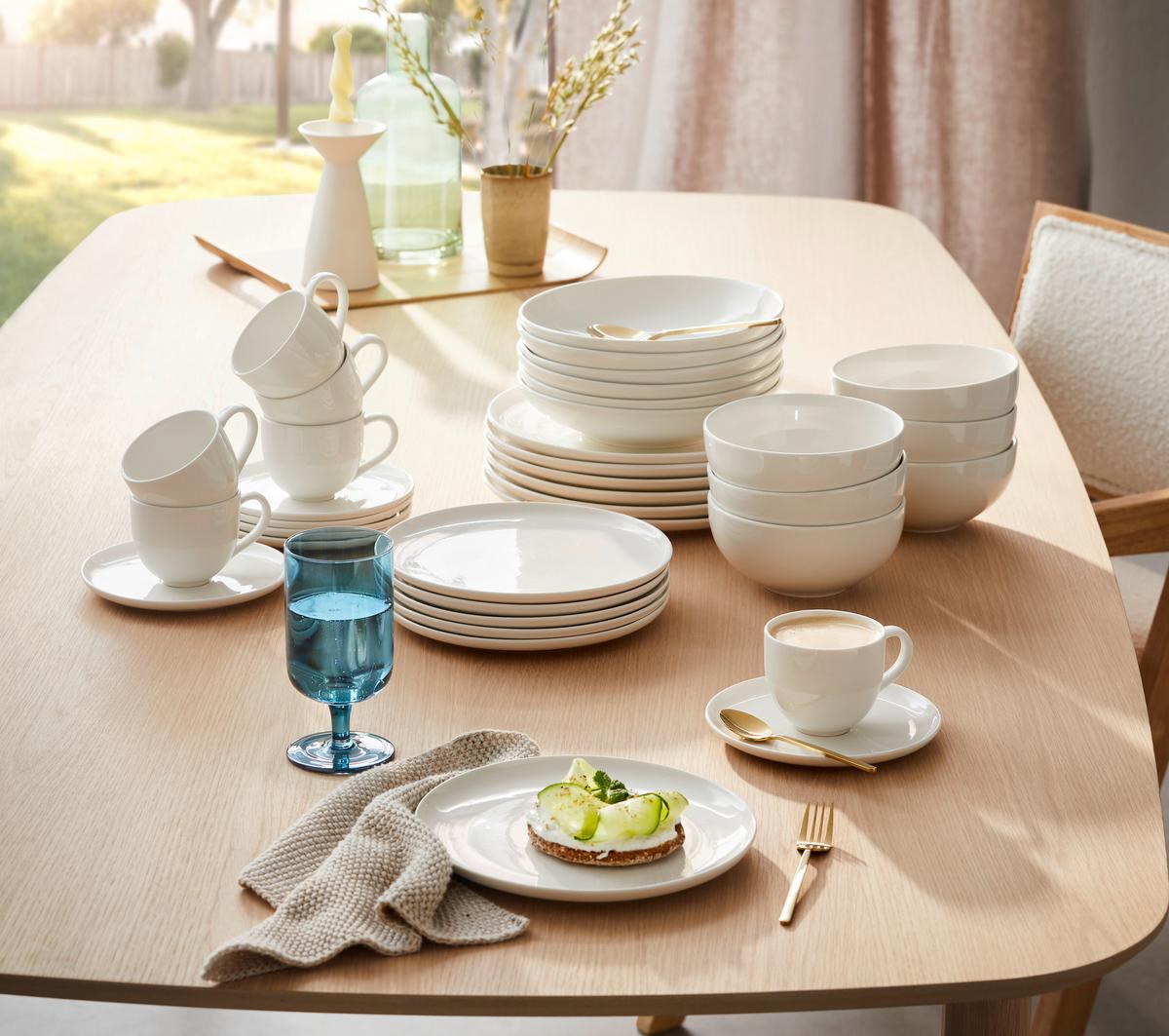 SERWIS OBIADOWO-ŚNIADANIOWY SKAGEN - biały, Design, ceramika - Ritzenhoff Breker