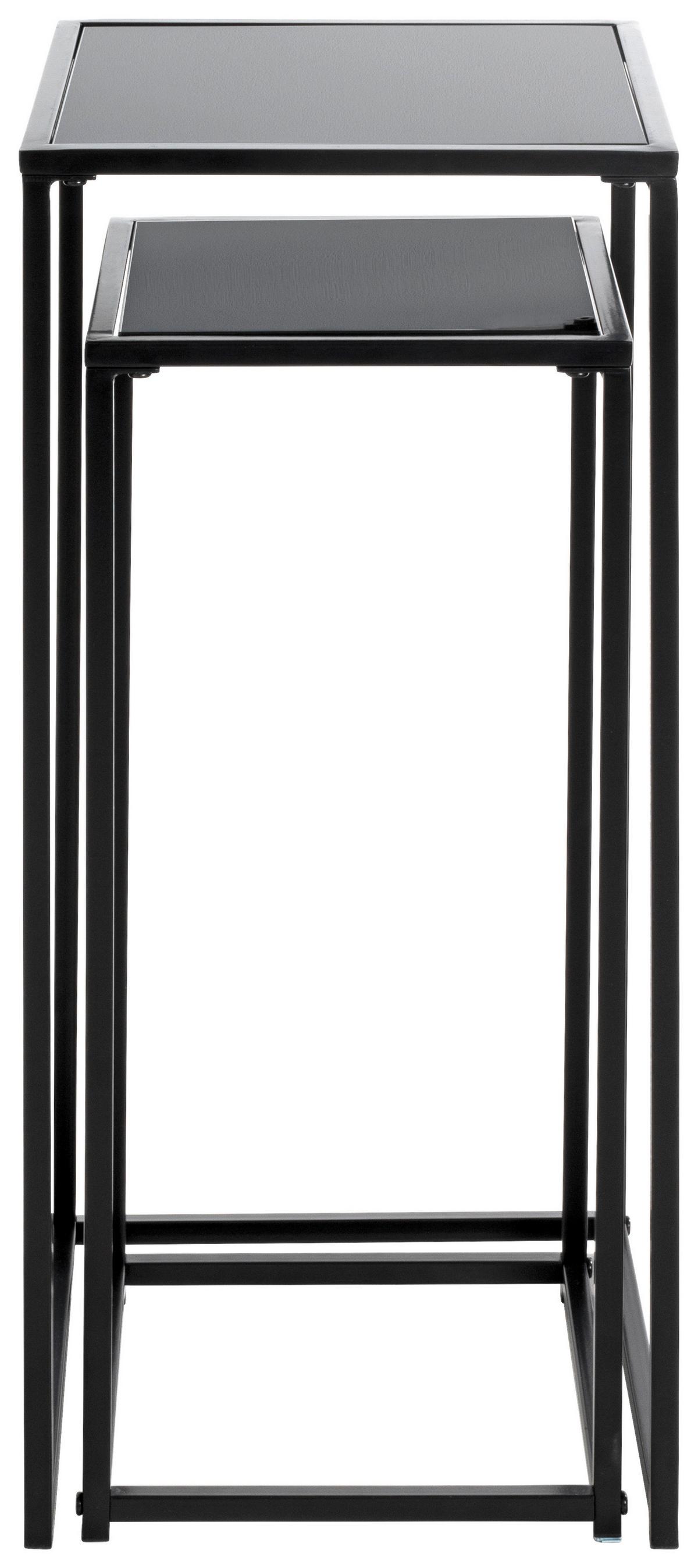 ZESTAW STOLIKÓW NA KWIATY SUNDERLAND - czarny, Design, metal/szkło (25-30/25-30/60-70cm)