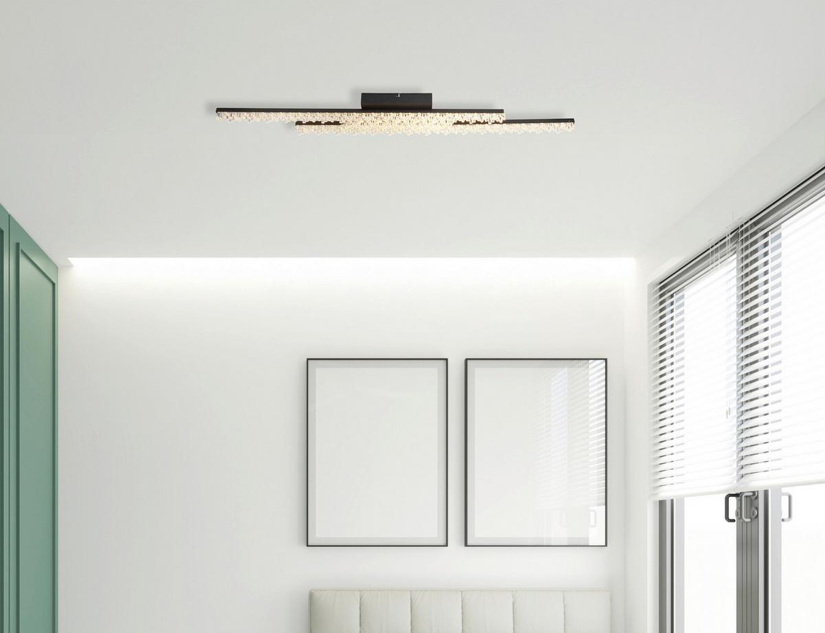 Led Stropna Svjetiljka Hilton - prozirno/crna, Design, metal/plastika (102/12,5/8,5cm) - Globo