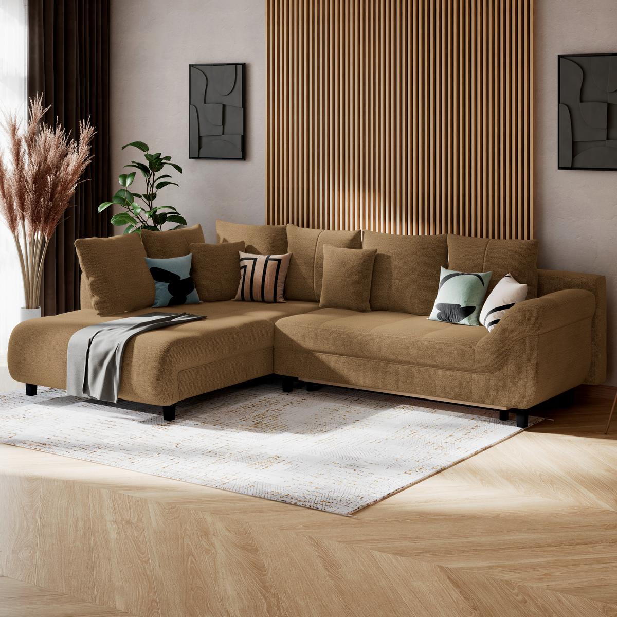 Kutna Garnitura Mendoza - boje hrđe/crna, Konvencionalno, tekstil (197/309cm) - Modern Living